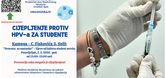 Studenti, odazovite se i prevenirajte karcinom: danas je organizirano cijepljenje protiv HPV-a na Kampusu!