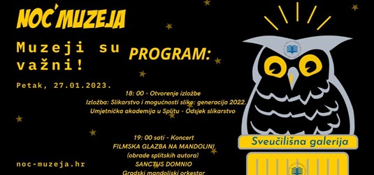 Bogati program za Noć muzeja Sveučilišne galerije: otvaranje izložbe studenata UMAS-a i koncert orkestra 