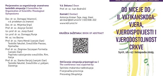 Međunarodni teološki simpozij: „Od Niceje do II. vatikanskog: vjera, vjeroispovijesti i vjerodostojnost Crkve“ na KBF-u