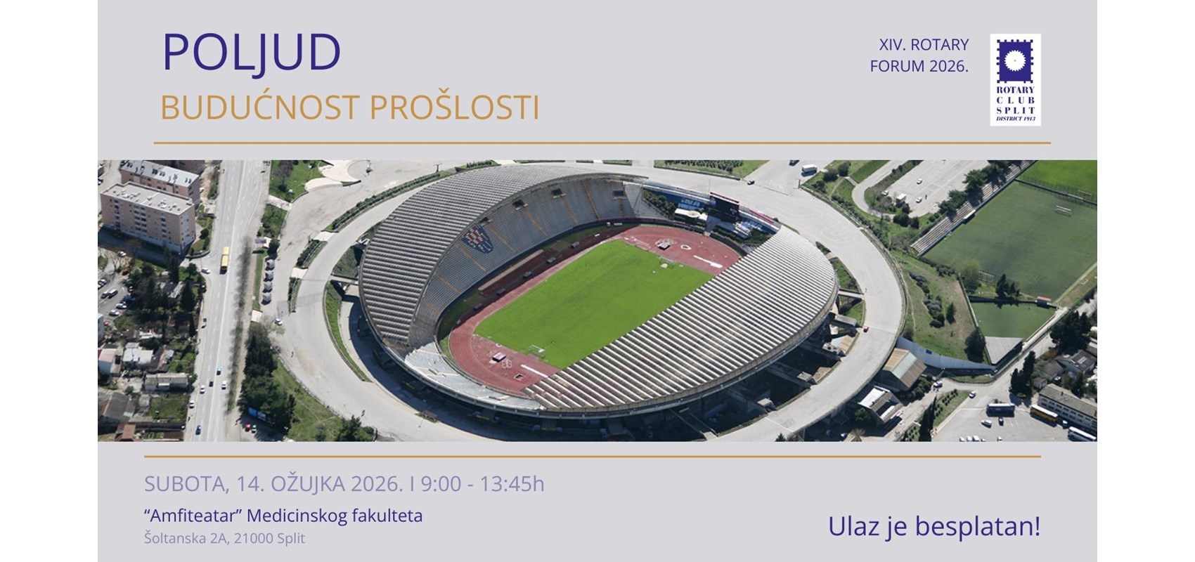 Rotary Club Split na Medicinskom fakultetu okuplja stručnjake koji će raspravljati o budućnosti stadiona na Poljudu