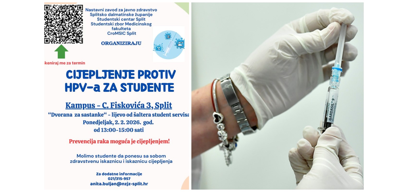 Studenti, odazovite se i prevenirajte karcinom: danas je organizirano cijepljenje protiv HPV-a na Kampusu!