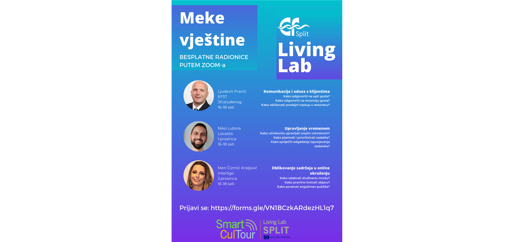 Application for participation in LivingLab workshops with the aim of strengthening soft skills in tourism