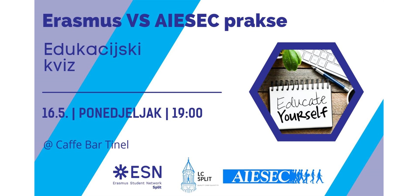 Udruge AIESEC Split i ESN Split zajednički organiziraju edukacijski kviz za studente