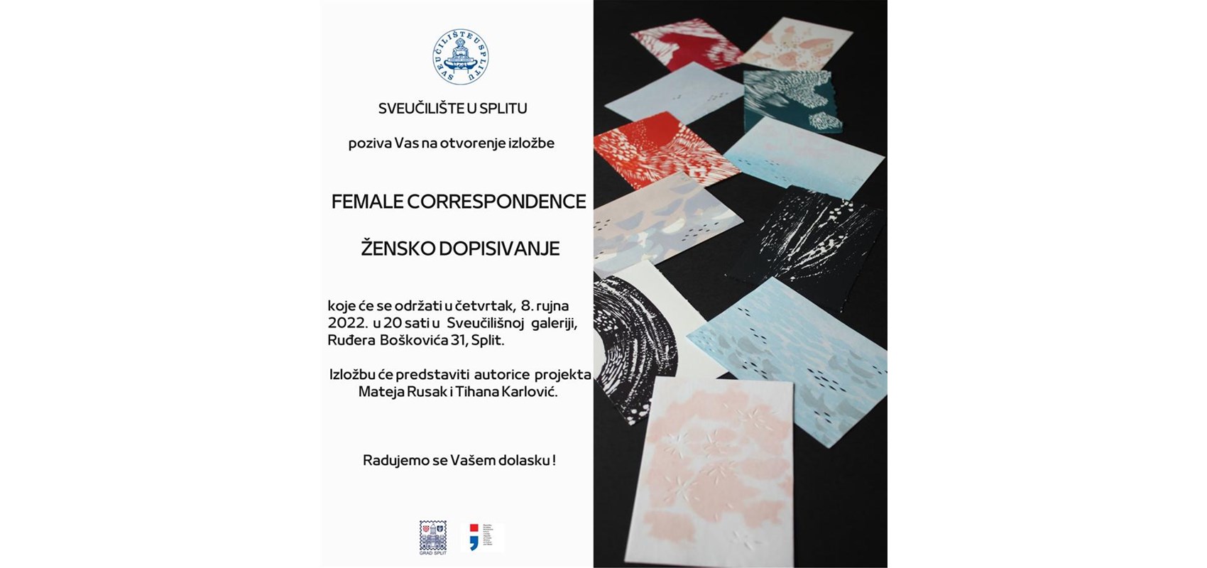 Otvaranje skupne izložbe FEMALE CORRESPONDENCE / ŽENSKO DOPISIVANJE u Sveučilišnoj galeriji