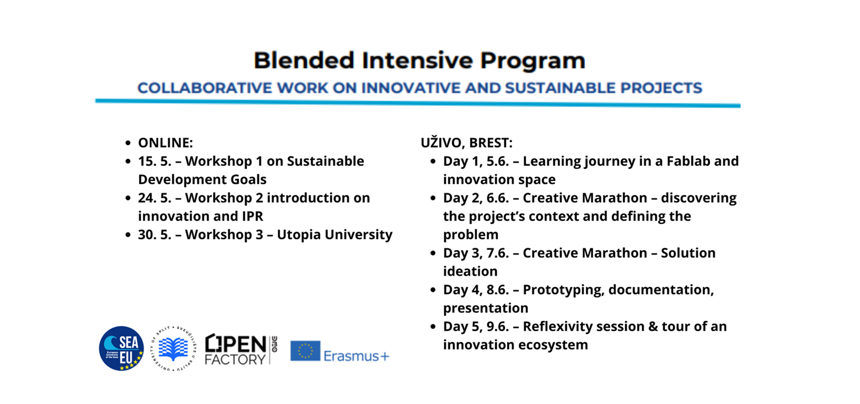 Apply to Blended Intensive Program in Brest and learn through practice how to collaborate on innovative and sustainable projects