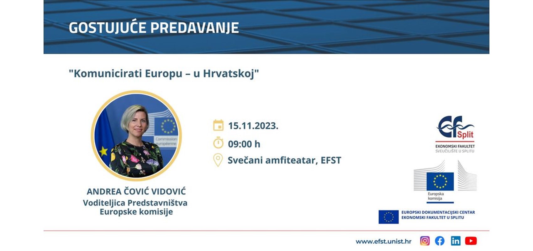 Gostujuće predavanje voditeljice Predstavništva Europske komisije na Ekonomskom fakultetu: 